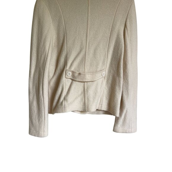 Petite Sophisticate Vintage 100% Wool Cream Ivory Button Front Collared Cardigan - Picture 5 of 11
